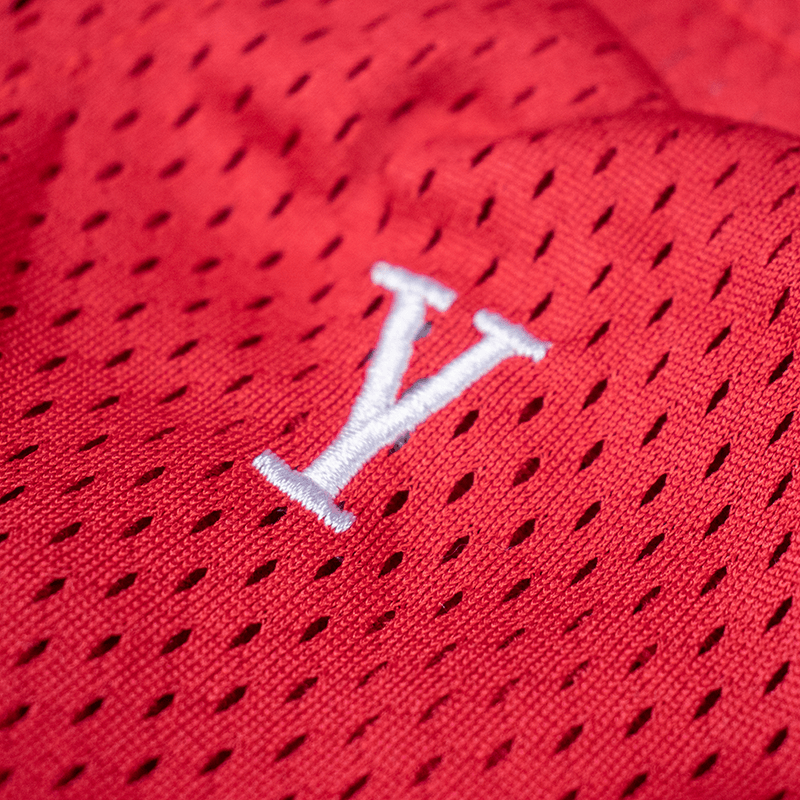 double layer mesh basketball shorts varsity red